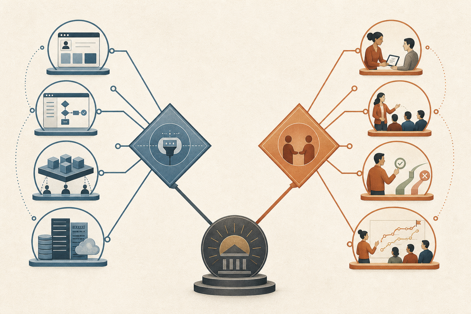 Visual overview of the Enterprise Service taxonomy’s Digital and Human-Delivered branches.
